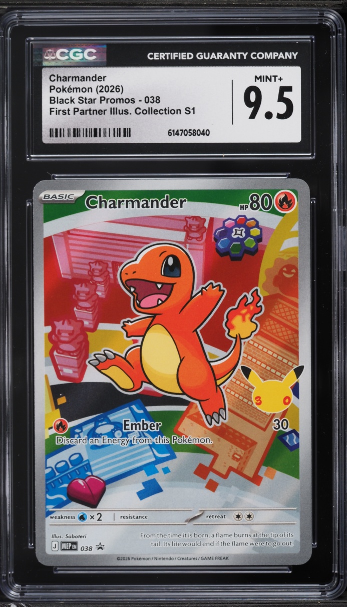 2026 Pokemon Mega Promo First Partner Illustration Full Art Charmander #038 CGC 9.5 MINT+