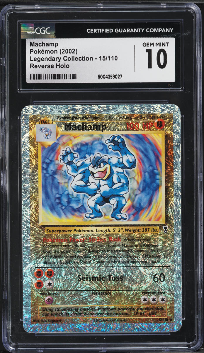 2002 Pokemon Legendary Collection Reverse Holo Machamp #15 CGC 10 GEM MINT