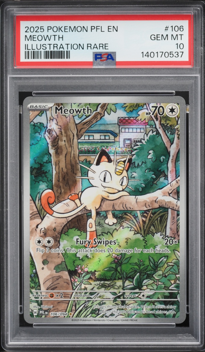 2025 Pokemon Mega Evolution Phantasmal Flames IR Meowth #106 PSA 10 GEM MINT