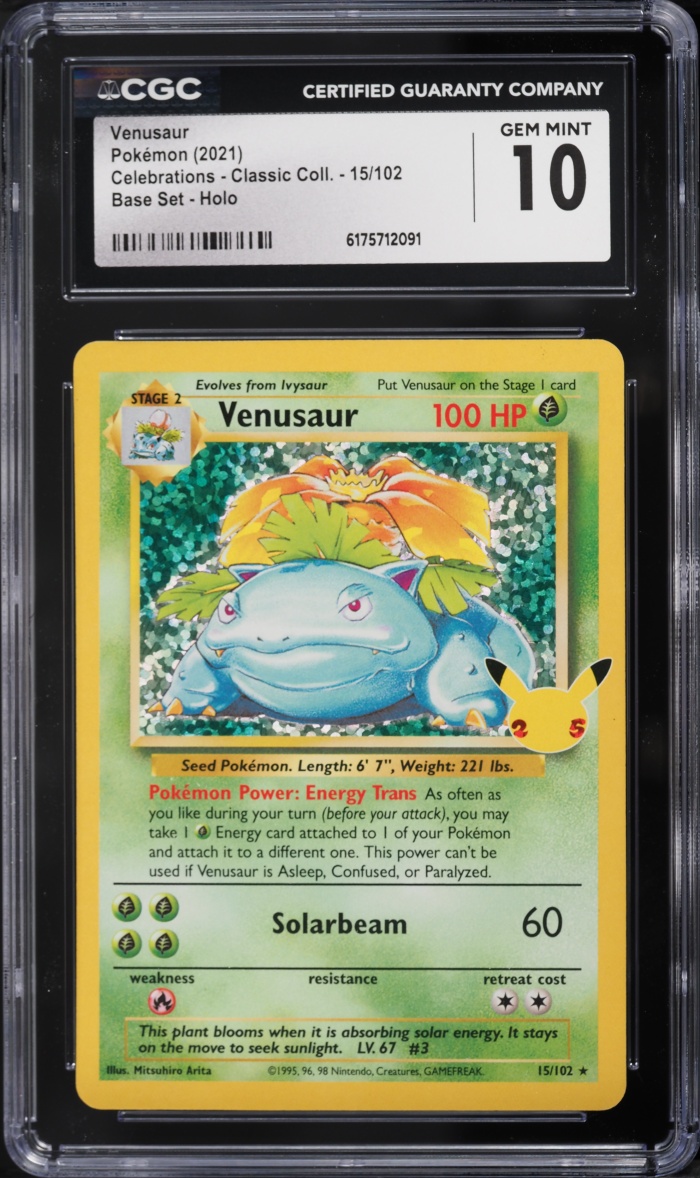 2021 Pokemon Sword & Shield Celebrations Classic Collection Holo Venusaur #15 CGC 10 GEM MINT