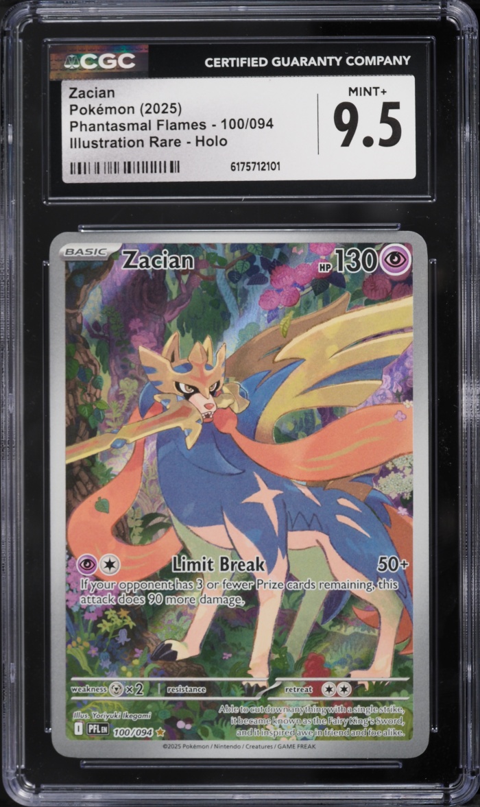 2025 Pokemon Mega Evolution Phantasmal Flames IR Zacian #100 CGC 9.5 MINT+