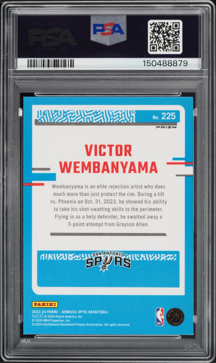 2023 Donruss Optic Holo Victor Wembanyama ROOKIE #225 PSA 9 MINT