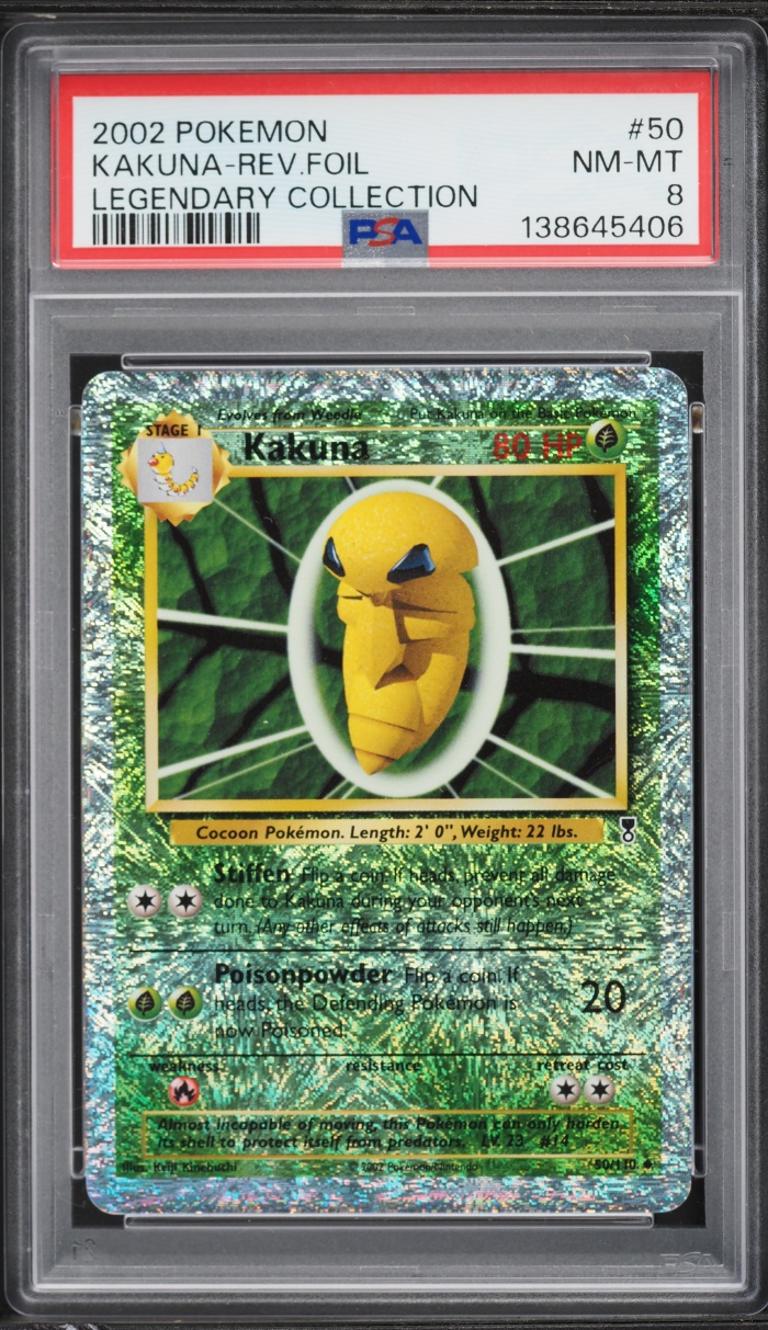 2002 Pokemon Legendary Collection Reverse Holo Kakuna #50 PSA 8 NM-MT