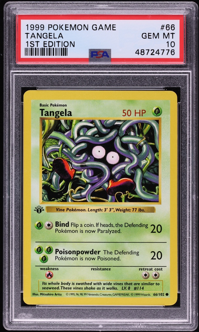 1999 Pokemon Base Set Shadowless 1st Edition Tangela #66 PSA 10 GEM MINT