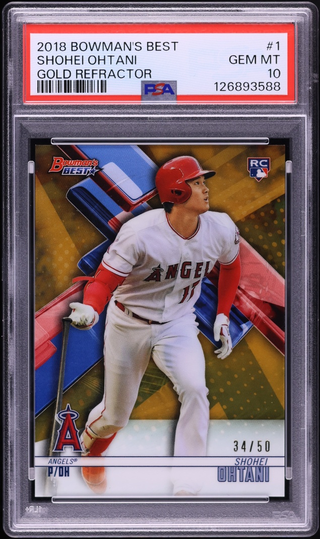 2018 Bowman's Best Gold Refractor Shohei Ohtani ROOKIE /50 #1 PSA 10 GEM MINT
