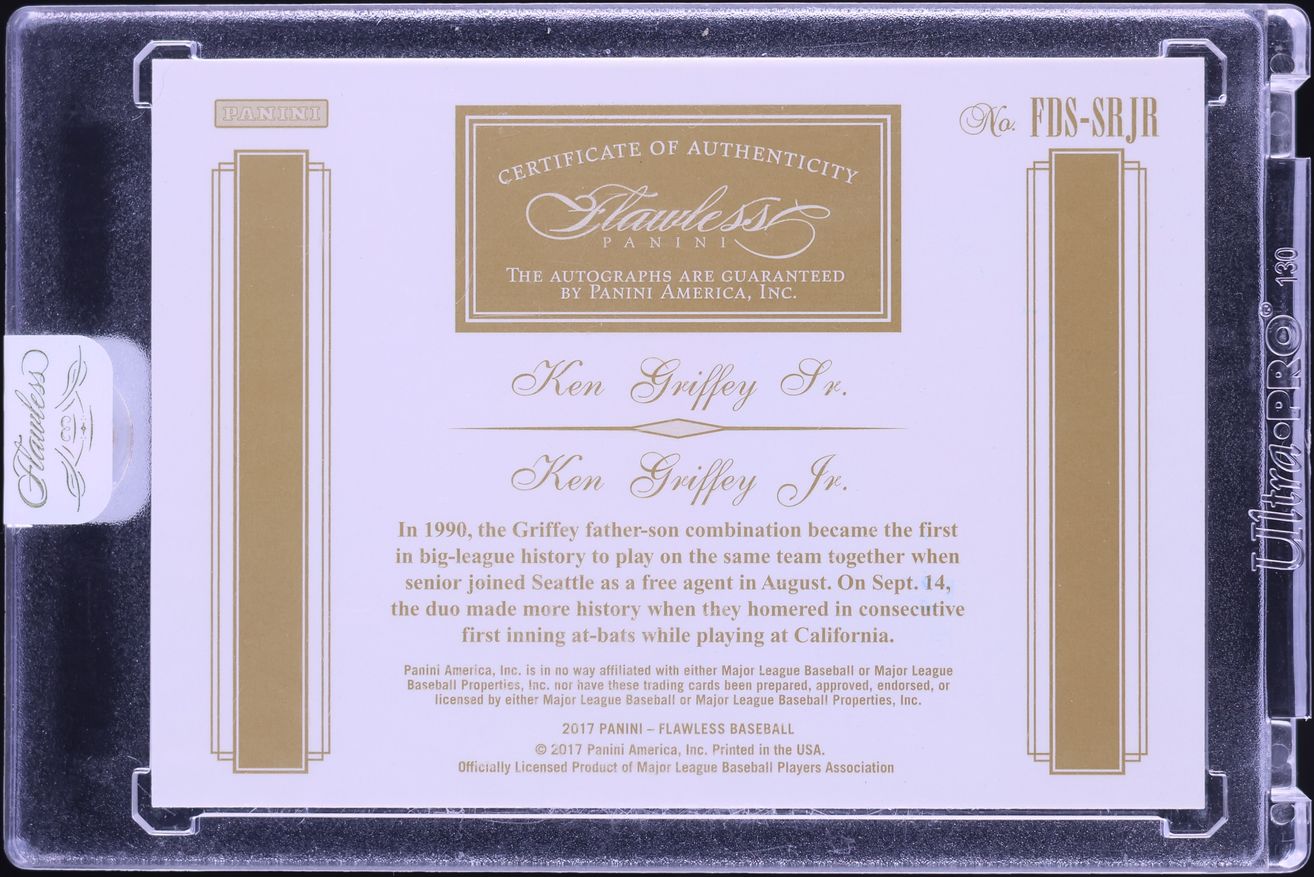 2017 Panini Flawless Dual Gold Ken Griffey Jr. & Sr. AUTO /10 #FDS-SRJR
