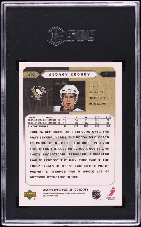 2005 Upper Deck Victory Sidney Crosby ROOKIE #285 SGC 9 MINT