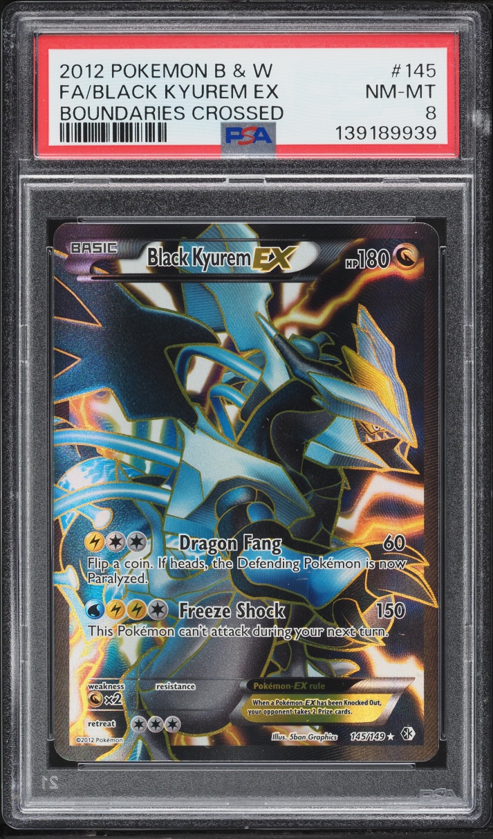 2012 Pokemon Black & White Boundaries Crossed Full Art Black Kyurem EX #145 PSA 8 NM-MT