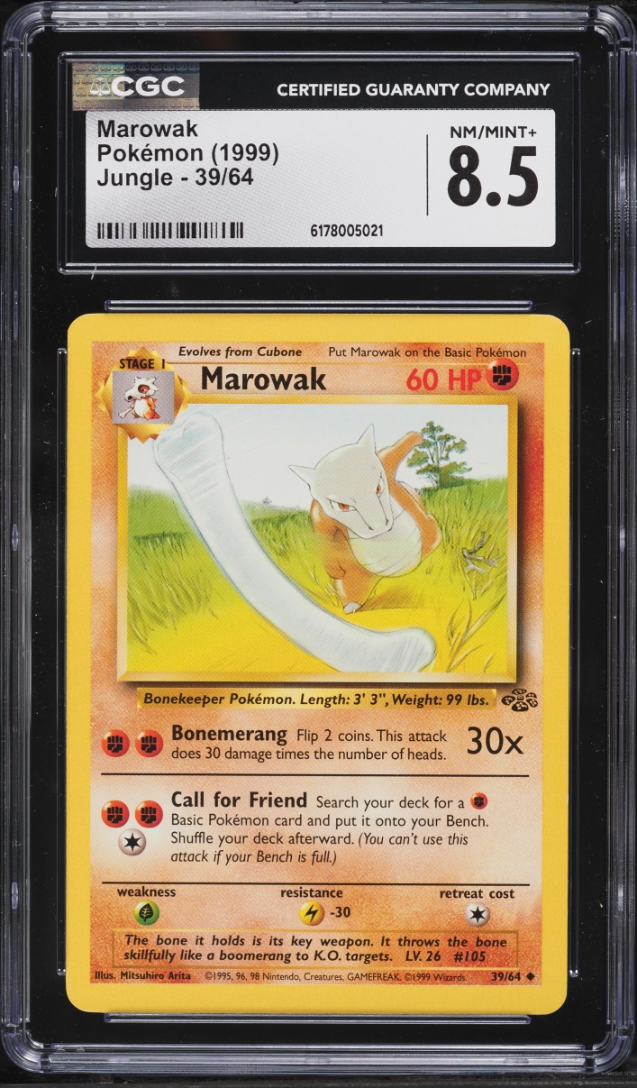 1999 Pokemon Jungle Marowak #39 CGC 8.5 NM-MT+