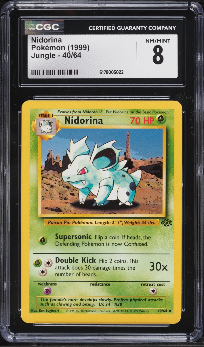 1999 Pokemon Jungle Nidorina #40 CGC 8 NM-MT