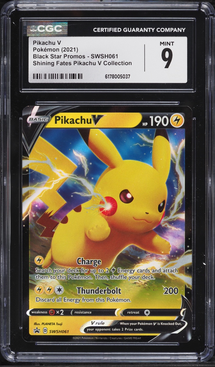 2021 Pokemon Sword & Shield Promo Shining Fates Collection Pikachu V #SWSH061 CGC 9 MINT