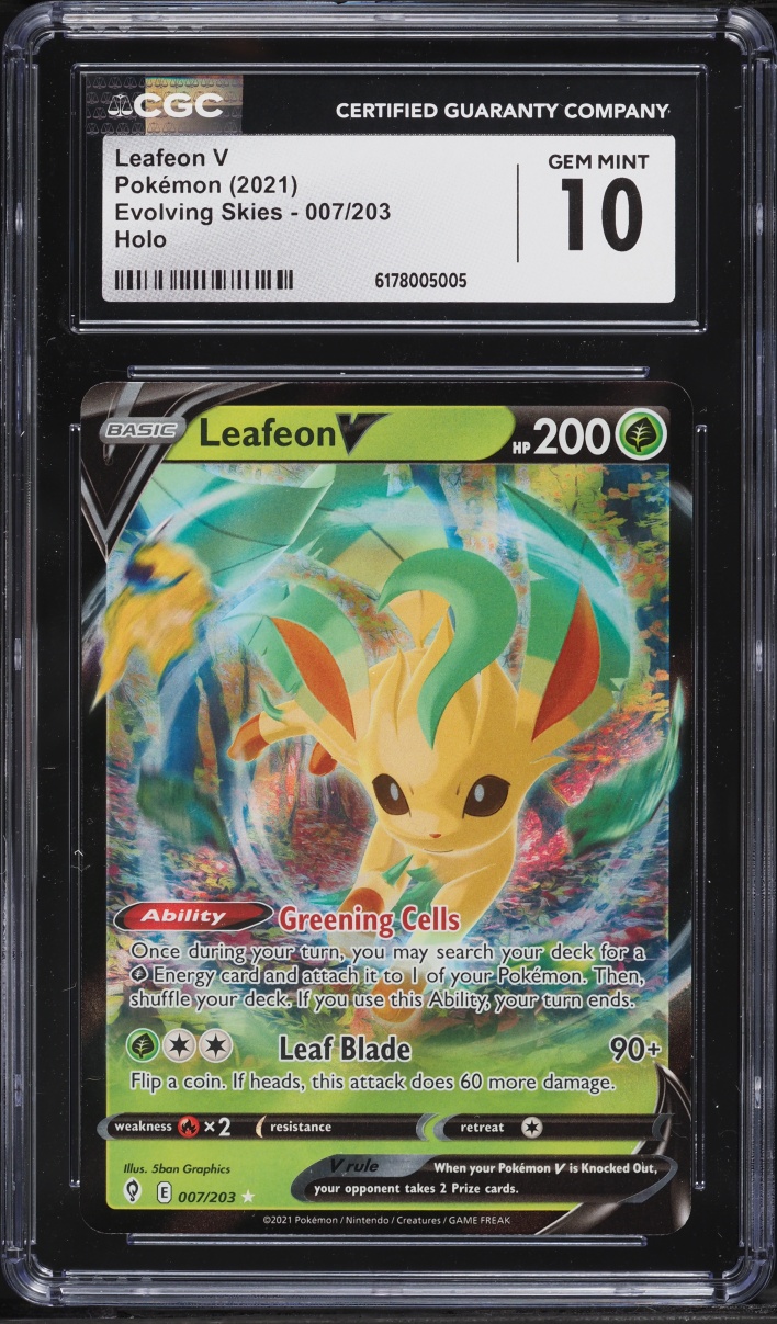 2023 Pokemon Sword & Shield Evolving Skies Holo Leafeon V #7 CGC 10 GEM MINT