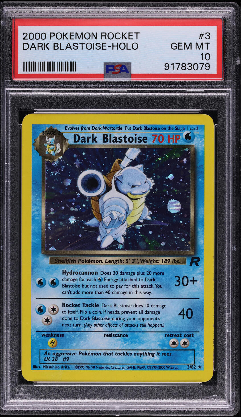 2000 Pokemon Team Rocket Holo Dark Blastoise #3 PSA 10 GEM MINT