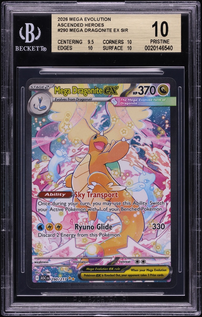 2026 Pokemon Mega Evolution Ascended Heroes SIR Mega Dragonite Ex #290 BGS 10 PRISTINE