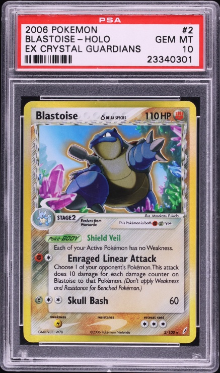2006 Pokemon EX Crystal Guardians Holo Blastoise #2 PSA 10 GEM MINT