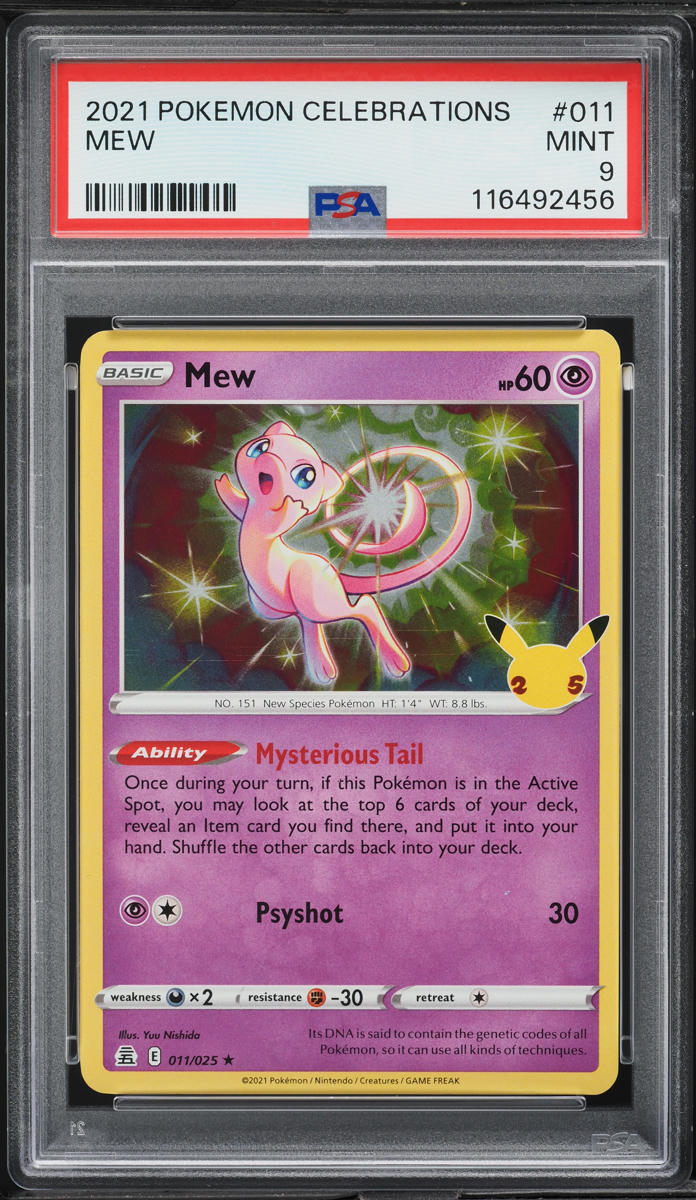 2021 Pokemon Sword & Shield Celebrations Holo Mew #11 PSA 9 MINT