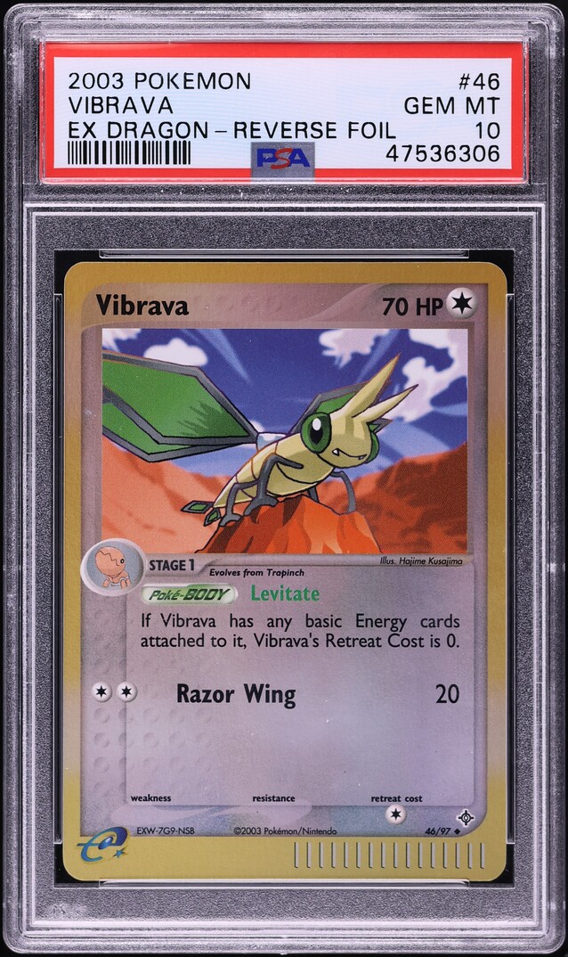 2003 Pokemon EX Dragon Reverse Holo Vibrava #46 PSA 10 GEM MINT