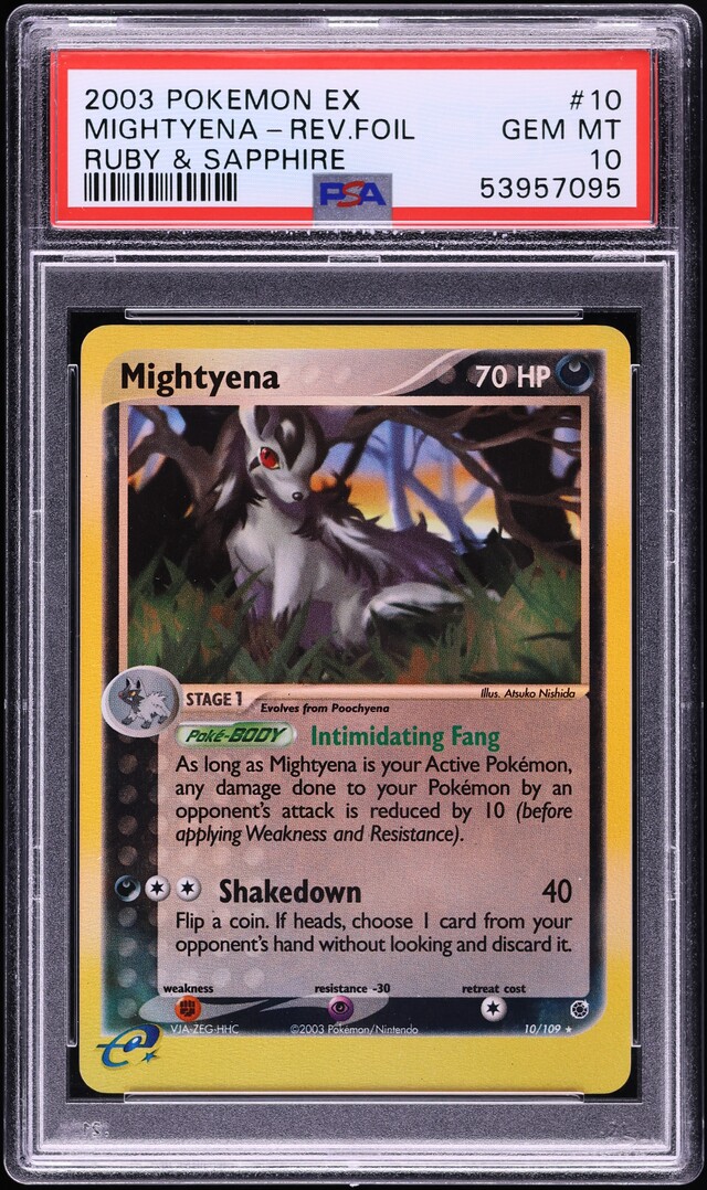 2004 Pokemon EX Fire Red Leaf Green Reverse Holo Mightyena #10 PSA 10 GEM MINT
