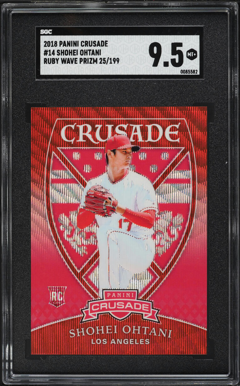 2018 Panini Crusade Ruby Wave Prizm Shohei Ohtani ROOKIE /199 #14 SGC 9.5 MINT+