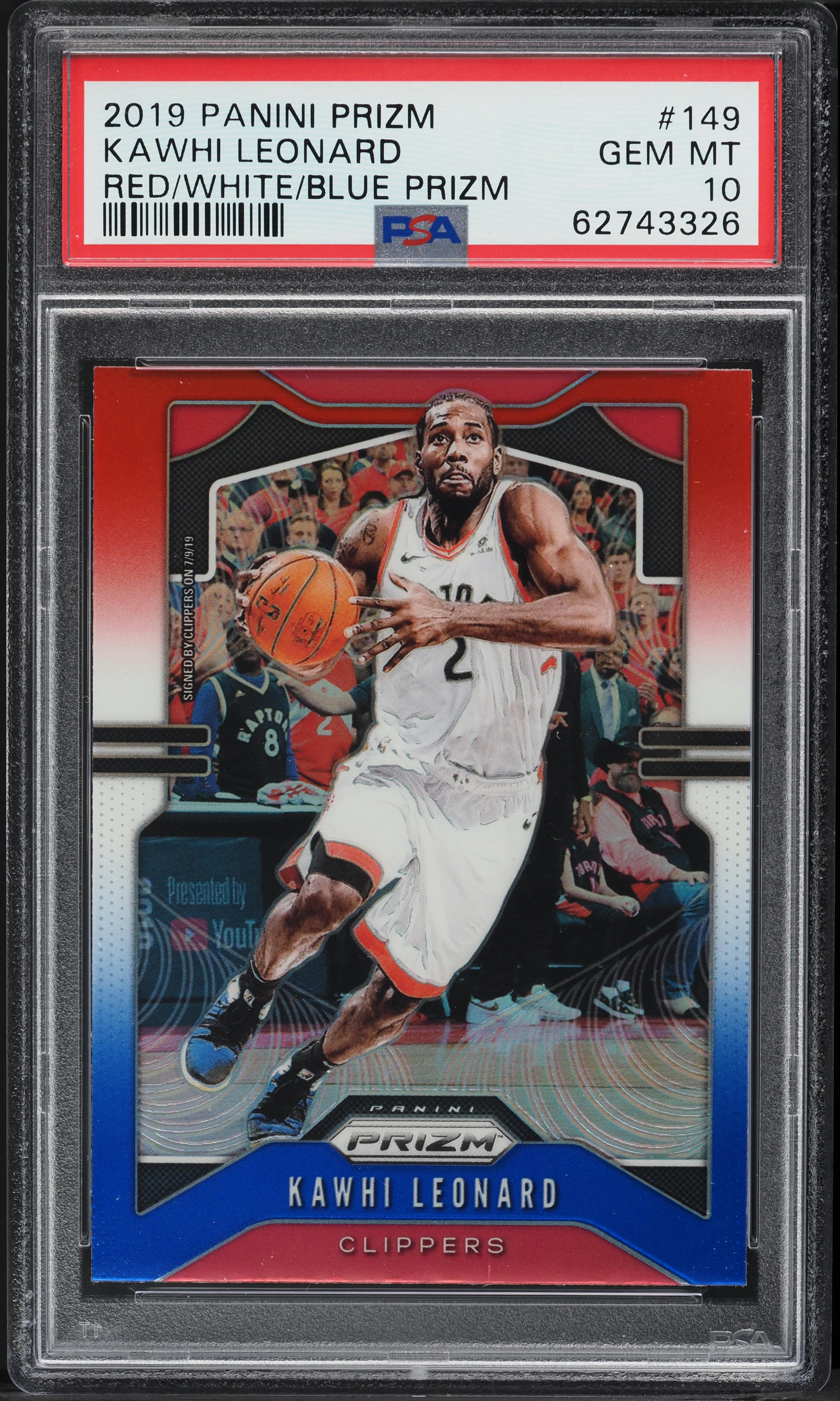 2019 Panini Prizm Red White Blue Kawhi Leonard #149 PSA 10 GEM