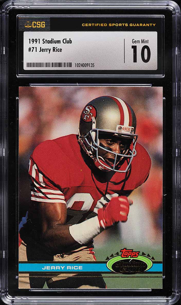 1991 Stadium Club Football Jerry Rice #71 CSG 10 GEM MINT