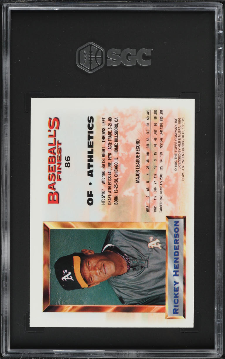 1993 Finest Refractor Rickey Henderson #86 SGC AUTH