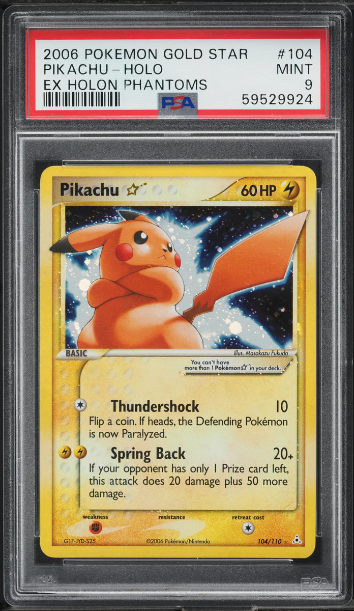 2006 Pokemon EX Holon Phantoms Holo Pikachu Gold Star #104 PSA 9 MINT