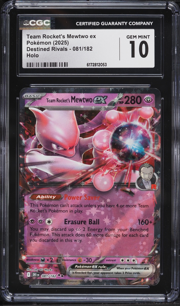 2025 Pokemon Scarlet & Violet Destined Rivals Holo Team Rocket's Mewtwo ex #81 CGC 10 GEM MINT