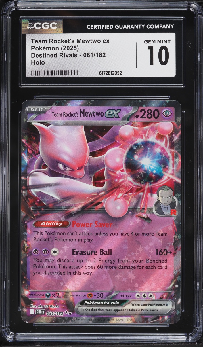 2025 Pokemon Scarlet & Violet Destined Rivals Holo Team Rocket's Mewtwo ex #81 CGC 10 GEM MINT
