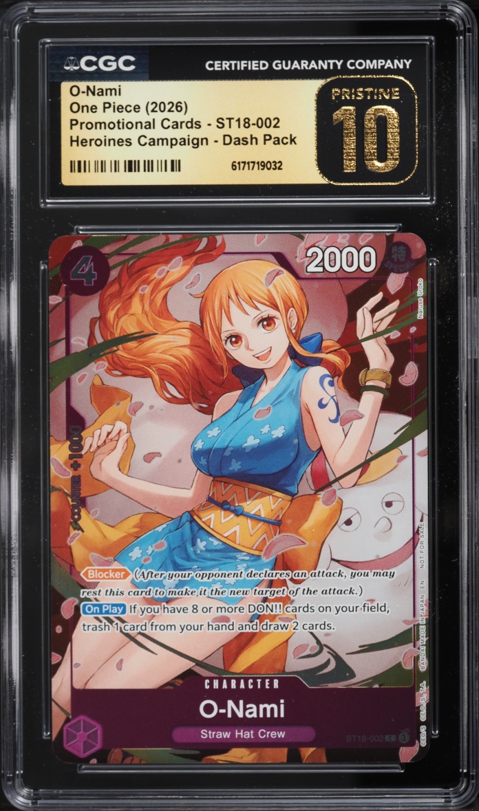 2026 One Piece Promo Heroines Campaign Dash Pack Alt Art O-Nami #ST18-002 CGC 10 PRISTINE