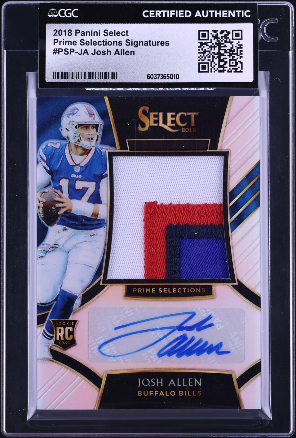 2018 Select Prime Selections Josh Allen ROOKIE PATCH AUTO /35 #PSP-JA ...