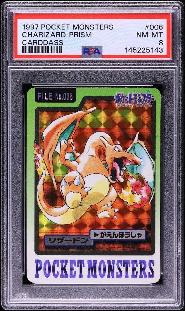 1997 Pokemon Japanese Pocket Monsters Carddass Prism Holo Charizard #6 PSA 8 NM-MT
