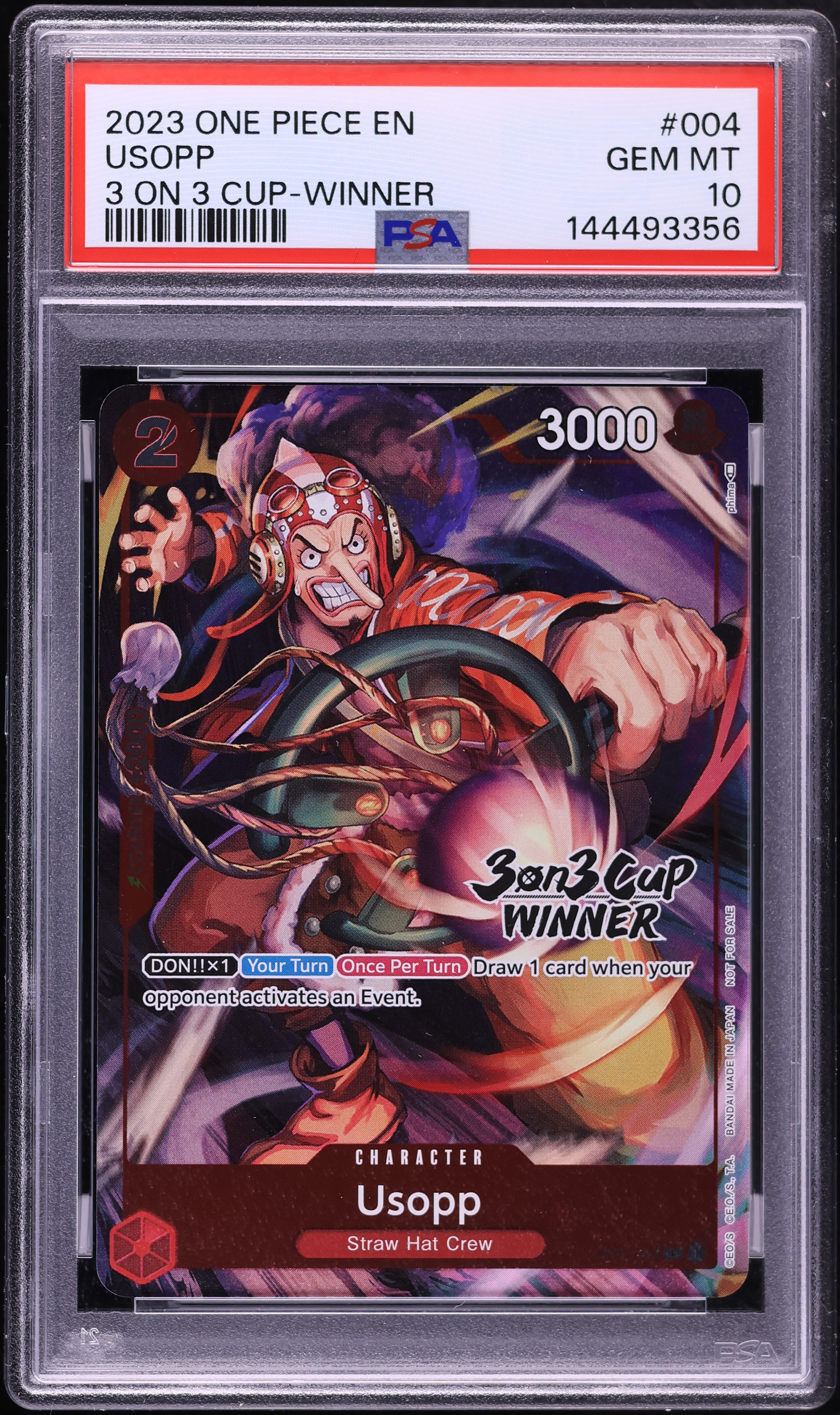 2023 One Piece Promo 3 On 3 Cup Winner Alt Art Usopp #OP01-004 PSA 10 GEM MINT
