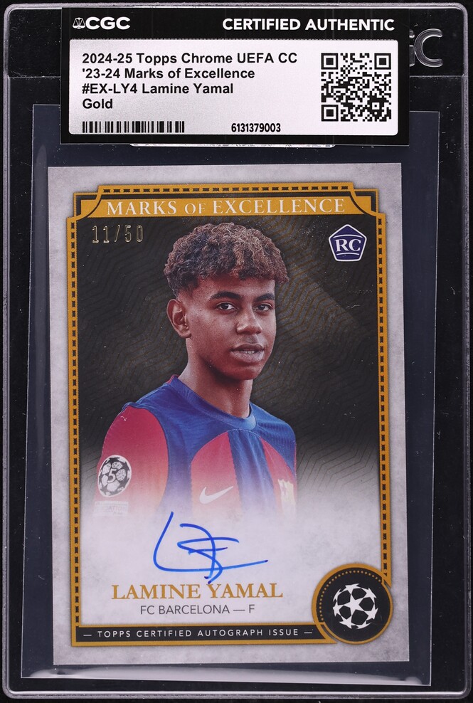 2024 Topps Chrome UEFA CC '23 Marks Of Excellence Gold Lamine Yamal ROOKIE AUTO /50 CGC AUTH