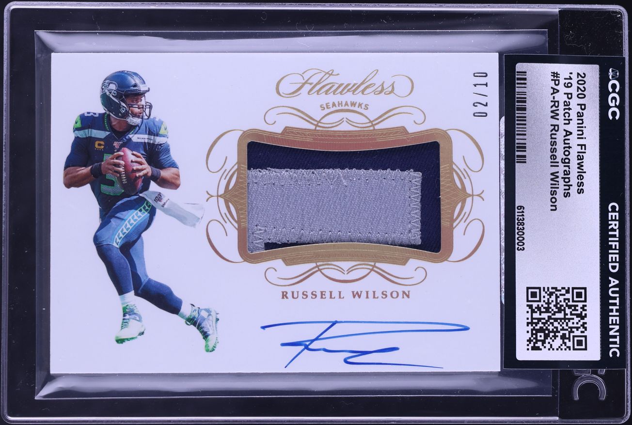 2020 Panini Flawless '19 Russell Wilson PATCH AUTO /10 #PA-RW CGC AUTH - Photo 1