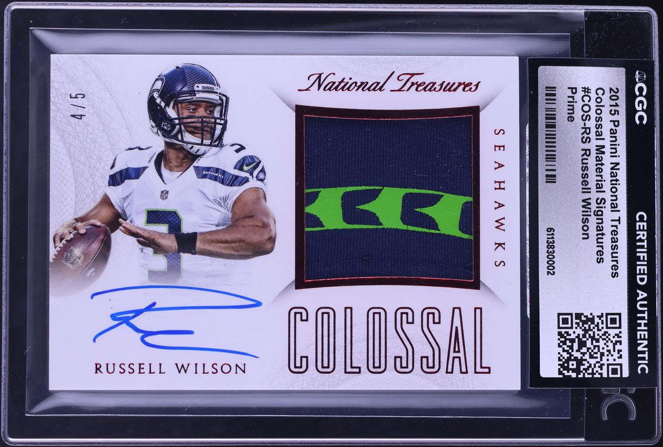 2015 National Treasures Colossal Prime Russell Wilson PATCH AUTO /5 #COS-RS CGC AUTH - Photo 1