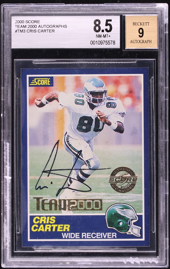 2000 Score Team '00 Cris Carter AUTO /50 #TM03 BGS 8.5 NM-MT+ - Photo 1