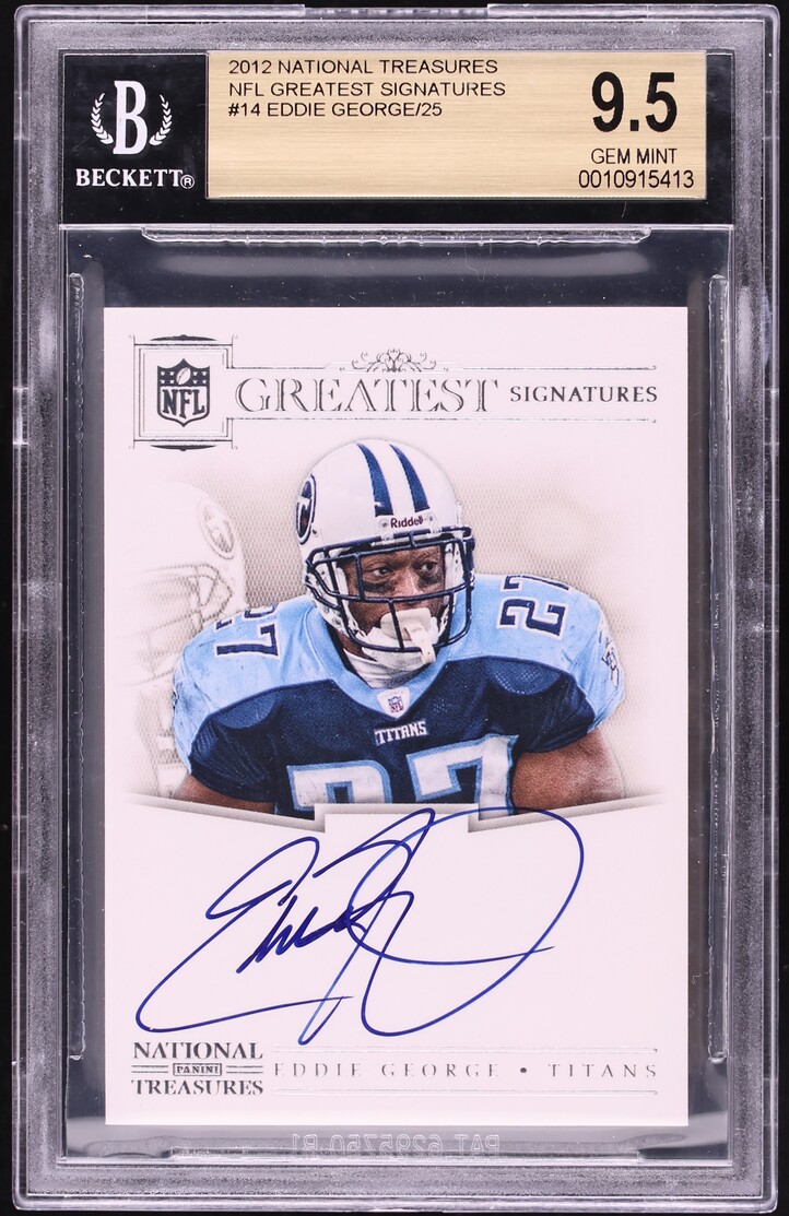 2012 National Treasures NFL Greatest Eddie George AUTO /25 #14 BGS 9.5 GEM MINT - Photo 1