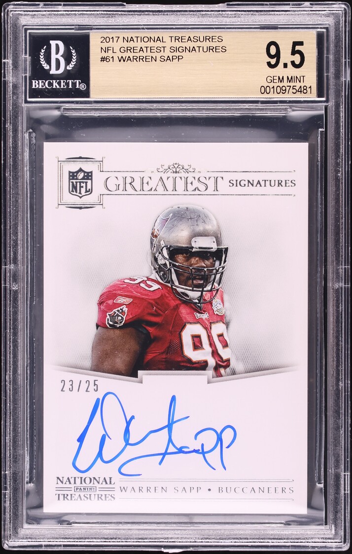 2017 National Treasures NFL Greatest Warren Sapp AUTO /25 #61 BGS 9.5 GEM MINT - Photo 1