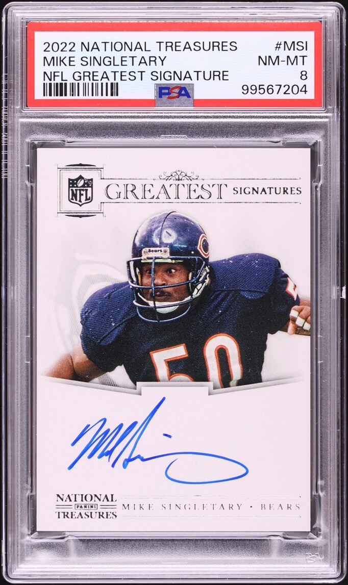 2022 National Treasures NFL Greatest Mike Singletary AUTO /25 #NGS-MSI PSA 8 NM-MT - Photo 1