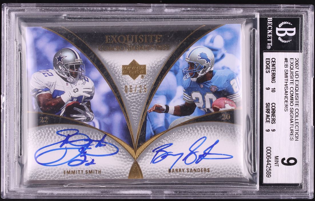 2007 Exquisite Collection Combos Emmitt Smith & Barry Sanders AUTO /25 #ECS-EB BGS 9 MINT - Photo 1