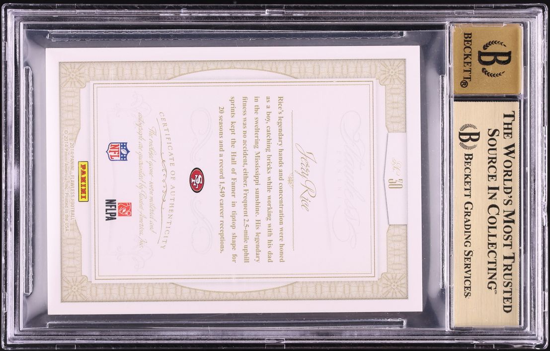 2014 Panini Flawless Greats Dual Jerry Rice PATCH AUTO /25 #30 BGS 9.5 GEM MINT - Photo 2