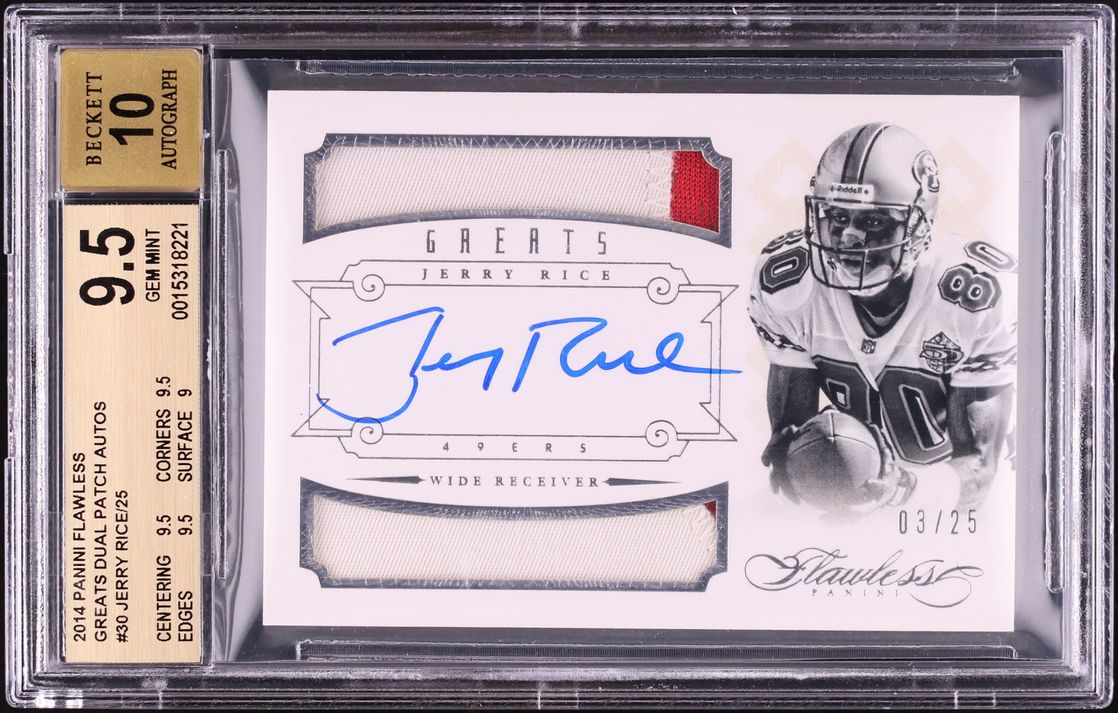 2014 Panini Flawless Greats Dual Jerry Rice PATCH AUTO /25 #30 BGS 9.5 GEM MINT - Photo 1