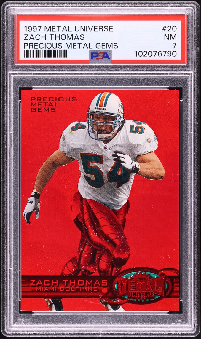 1997 Metal Universe Precious Metal Gems PMG Red Zach Thomas /150 #20 PSA 7 NRMT - Photo 1