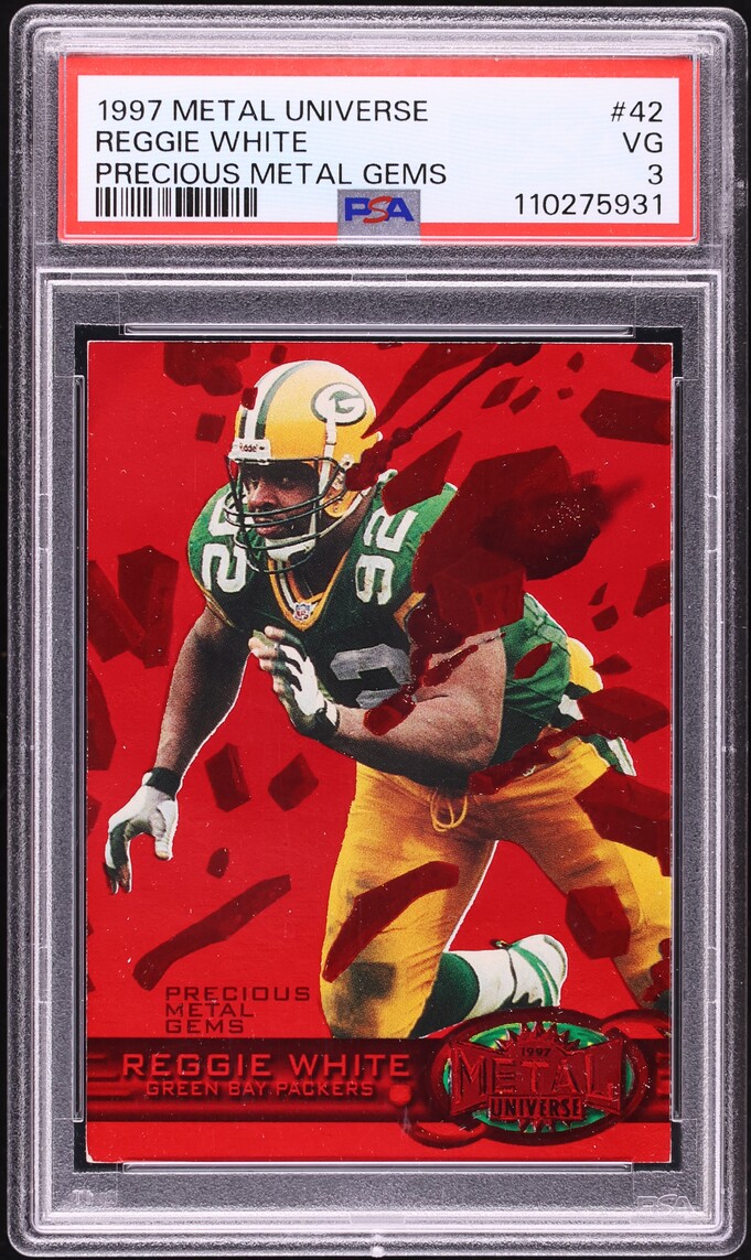 1997 Metal Universe Precious Metal Gems PMG Red Reggie White /150 #42 PSA 3 VG - Photo 1