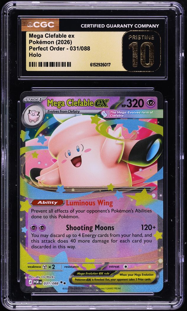 2026 Pokemon Mega Evolution Perfect Order Holo Mega Clefable Ex #031 CGC 10 PRISTINE