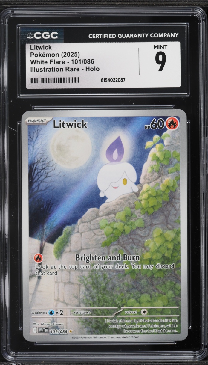2025 Pokemon Scarlet & Violet White Flare IR Litwick #101 CGC 9 MINT