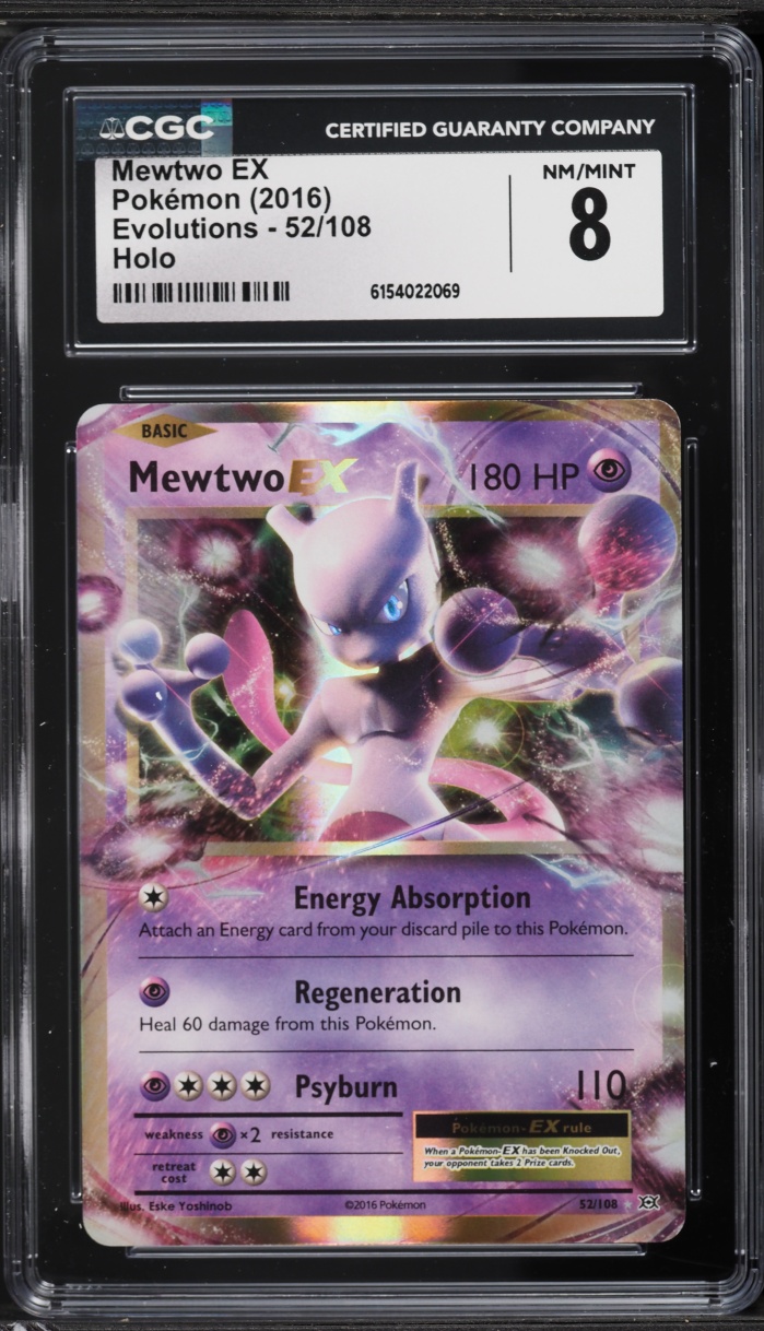 2016 Pokemon XY Evolutions Holo Mewtwo EX #52 CGC 8 NM-MT