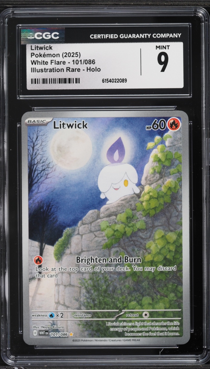 2025 Pokemon Scarlet & Violet White Flare IR Litwick #101 CGC 9 MINT