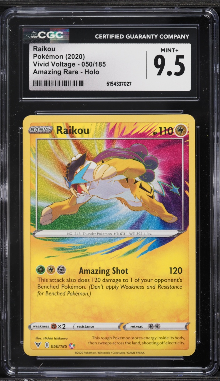 2020 Pokemon Sword & Shield Vivid Voltage Amazing Rare Raikou #50 CGC 9.5 MINT+